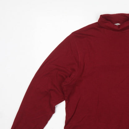 EWM Pure Classics Men’s Red Small Cotton Roll Neck Long Sleeve T-Shirt