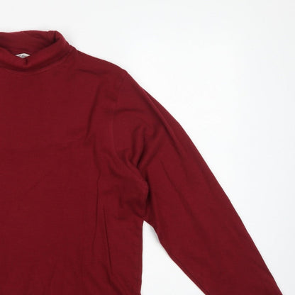 EWM Pure Classics Men’s Red Small Cotton Roll Neck Long Sleeve T-Shirt