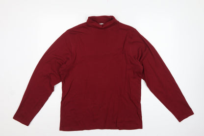 EWM Pure Classics Men’s Red Small Cotton Roll Neck Long Sleeve T-Shirt