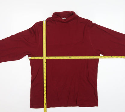 EWM Pure Classics Men’s Red Small Cotton Roll Neck Long Sleeve T-Shirt