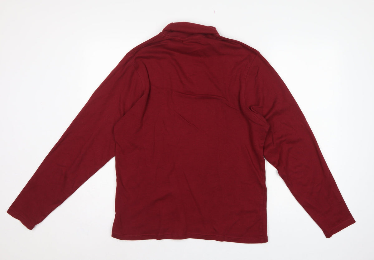 EWM Pure Classics Men’s Red Small Cotton Roll Neck Long Sleeve T-Shirt