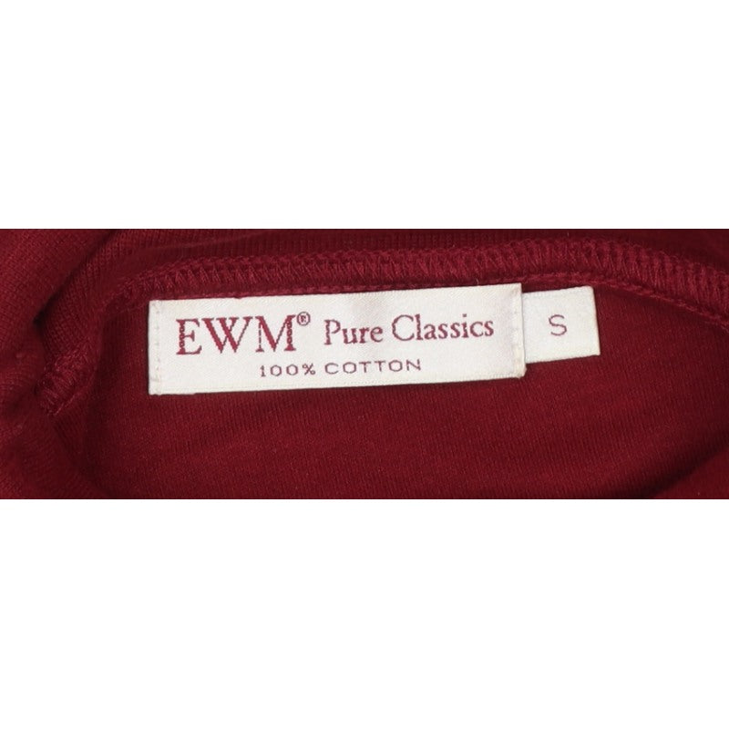 EWM Pure Classics Men’s Red Small Cotton Roll Neck Long Sleeve T-Shirt