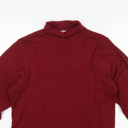 EWM Pure Classics Men’s Red Small Cotton Roll Neck Long Sleeve T-Shirt