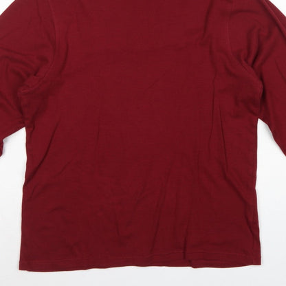 EWM Pure Classics Men’s Red Small Cotton Roll Neck Long Sleeve T-Shirt