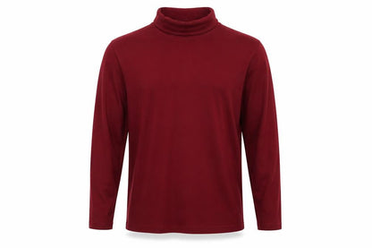 EWM Pure Classics Men’s Red Small Cotton Roll Neck Long Sleeve T-Shirt