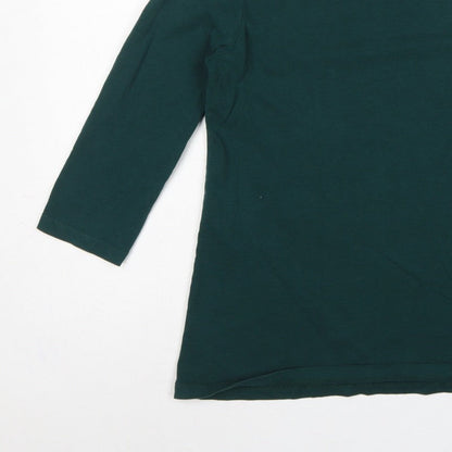 Crew Clothing Company Women Green Size 12 Cotton 3/4 Sleeve Tunic Top