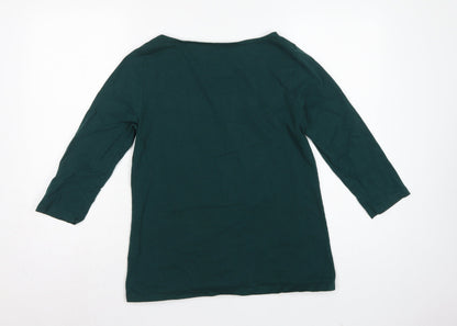 Crew Clothing Company Women Green Size 12 Cotton 3/4 Sleeve Tunic Top