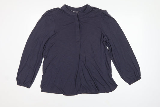 Marks and Spencer Women Blue UK 12 Modal Balloon Sleeve Blouse