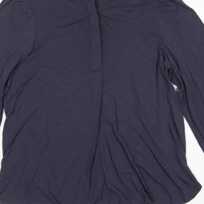 Marks and Spencer Women Blue UK 12 Modal Balloon Sleeve Blouse