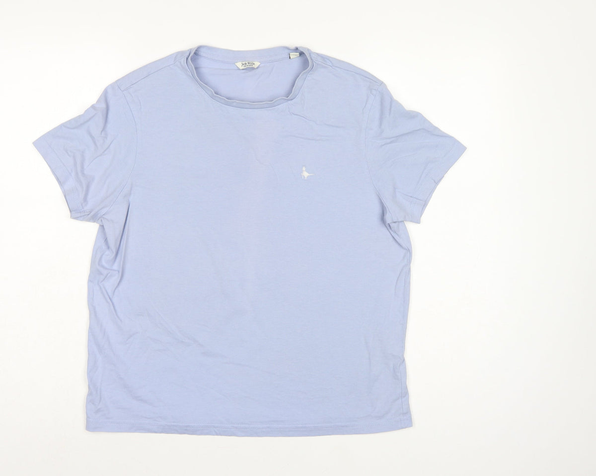 Jack Wills Women’s Blue UK 10 Basic Logo Jersey T-Shirt