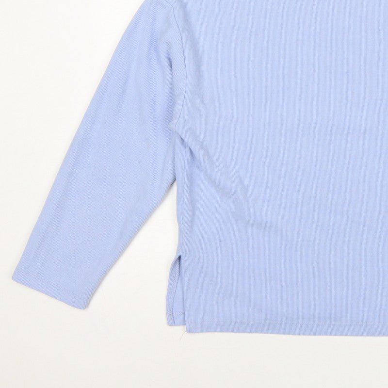 Stradivarius Women Blue S Ribbed Jersey Long Sleeve Crew Neck T-Shirt