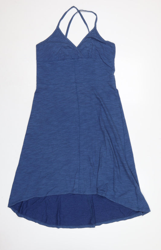 Lands' End Canvas Women Blue M Hi-Low Fit & Flare Jersey Dress