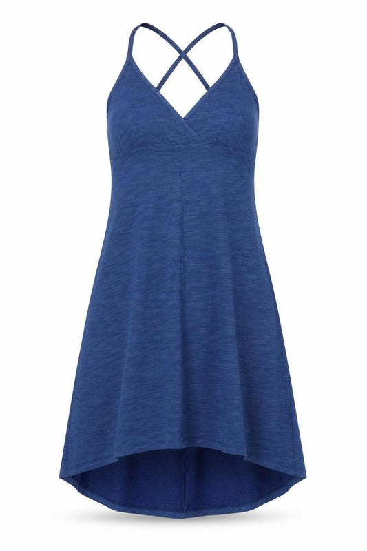 Lands' End Canvas Women Blue M Hi-Low Fit & Flare Jersey Dress