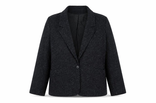 Debenhams Women’s Black Flecked Wool Blend Blazer UK 16 Vintage
