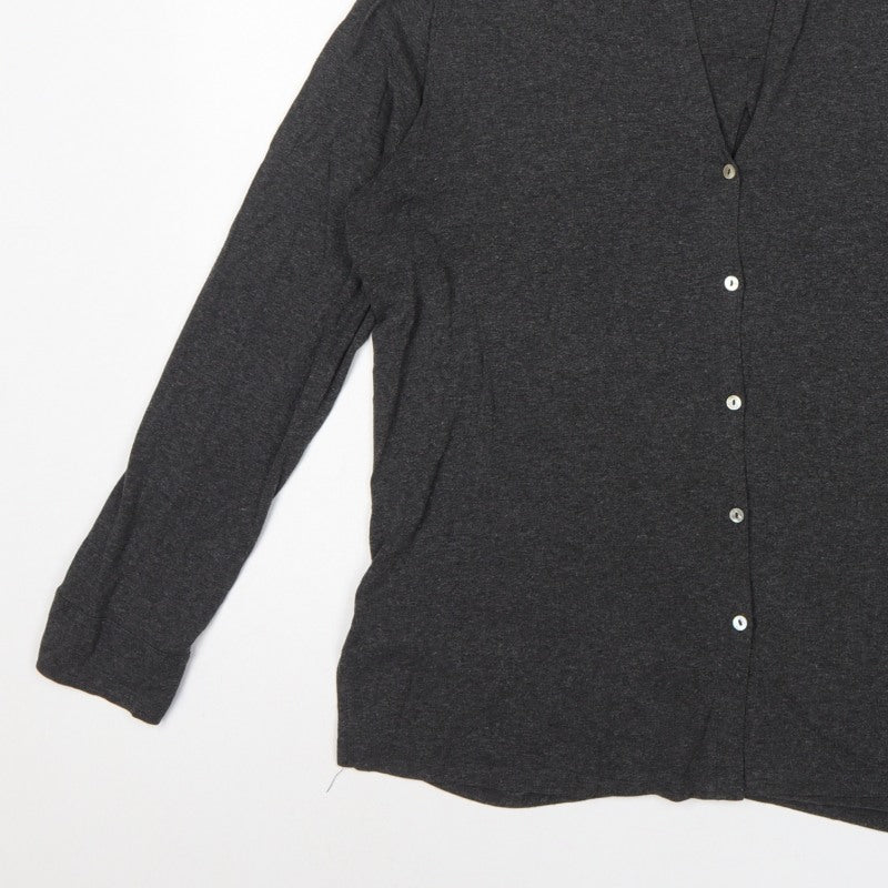 White Label Women’s Grey UK 14 Basic Collared Long Sleeve Button-Up Shirt