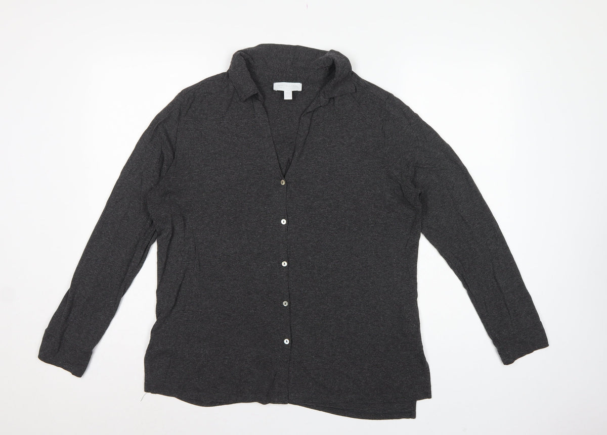 White Label Women’s Grey UK 14 Basic Collared Long Sleeve Button-Up Shirt