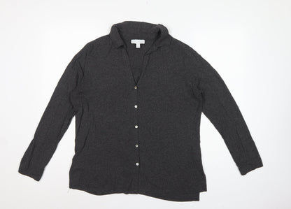 White Label Women’s Grey UK 14 Basic Collared Long Sleeve Button-Up Shirt