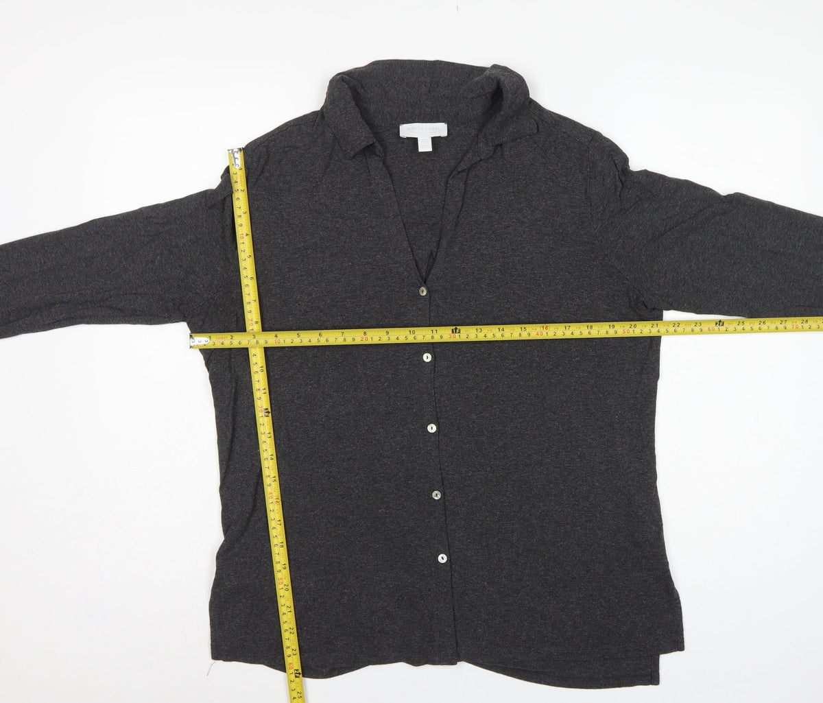 White Label Women’s Grey UK 14 Basic Collared Long Sleeve Button-Up Shirt