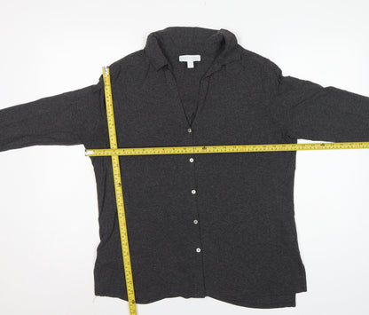 White Label Women’s Grey UK 14 Basic Collared Long Sleeve Button-Up Shirt