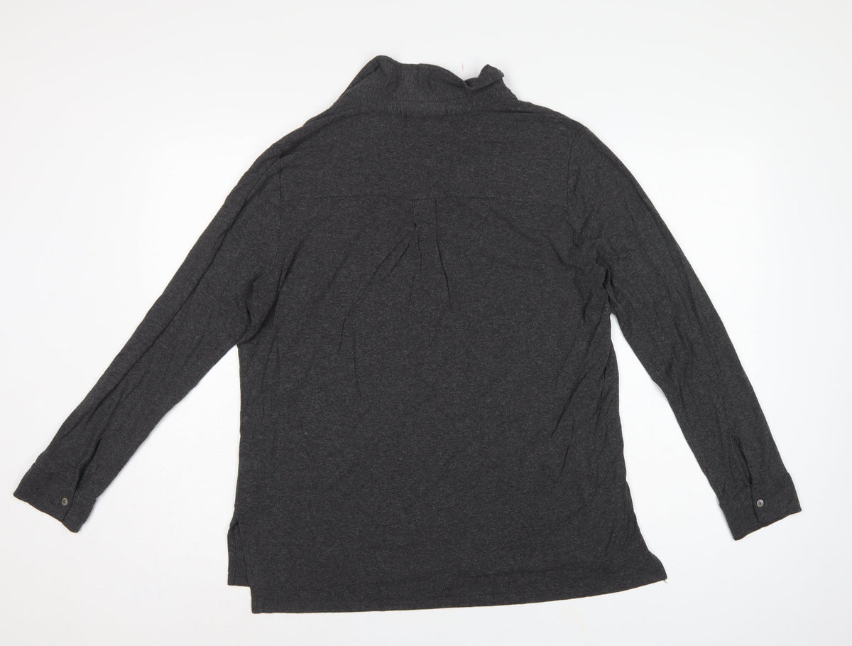 White Label Women’s Grey UK 14 Basic Collared Long Sleeve Button-Up Shirt