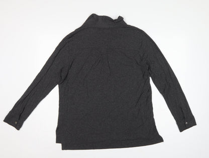 White Label Women’s Grey UK 14 Basic Collared Long Sleeve Button-Up Shirt