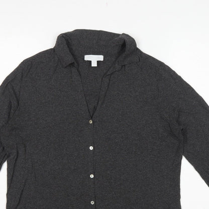 White Label Women’s Grey UK 14 Basic Collared Long Sleeve Button-Up Shirt