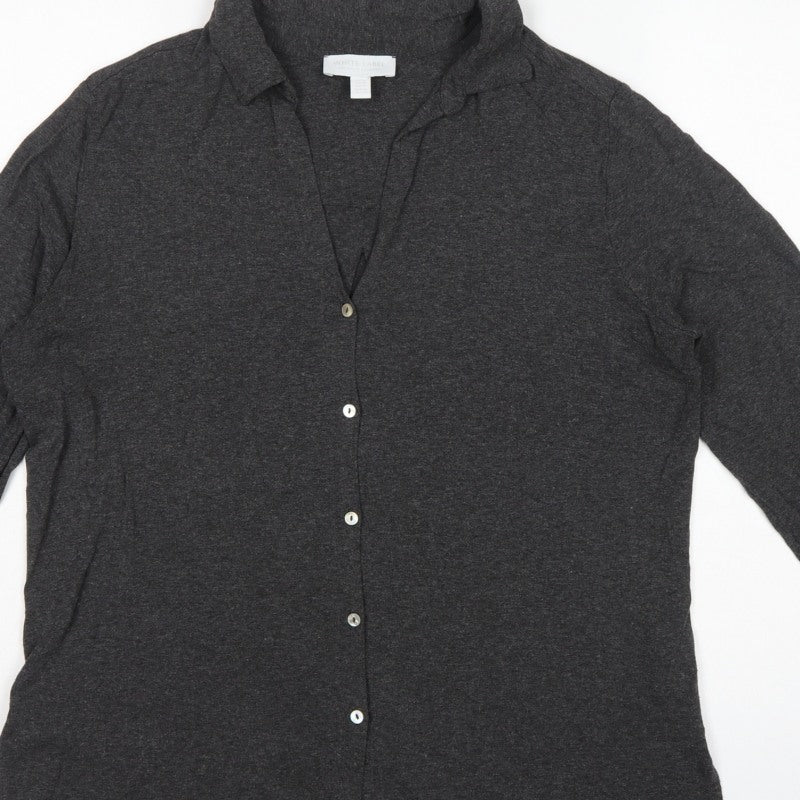White Label Women’s Grey UK 14 Basic Collared Long Sleeve Button-Up Shirt