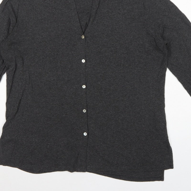 White Label Women’s Grey UK 14 Basic Collared Long Sleeve Button-Up Shirt