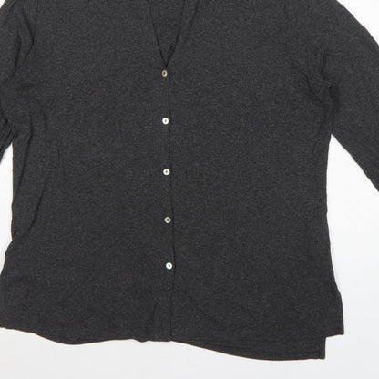 White Label Women’s Grey UK 14 Basic Collared Long Sleeve Button-Up Shirt