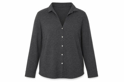 White Label Women’s Grey UK 14 Basic Collared Long Sleeve Button-Up Shirt