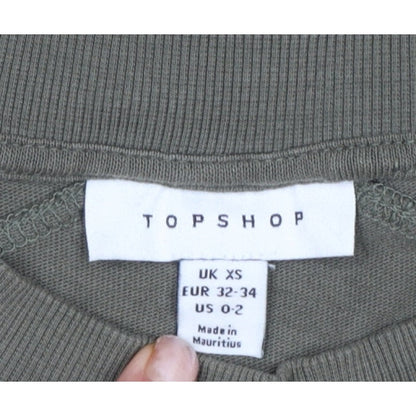 Topshop Women Green XS Basic Cotton Raglan Short Sleeve T-Shirt