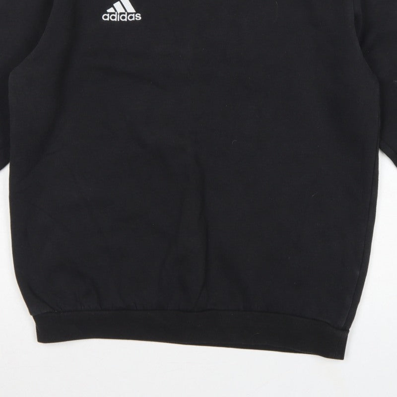 Adidas Men Black S Pullover Crew Neck Logo Sweatshirt