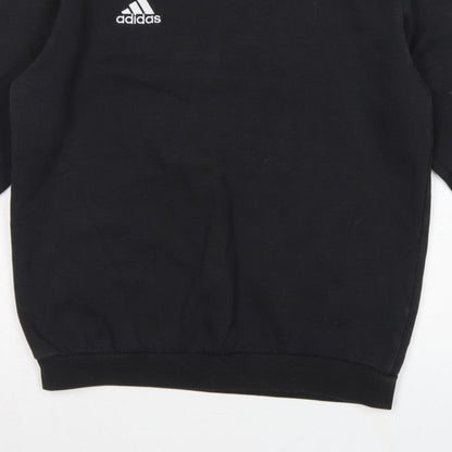 Adidas Men Black S Pullover Crew Neck Logo Sweatshirt