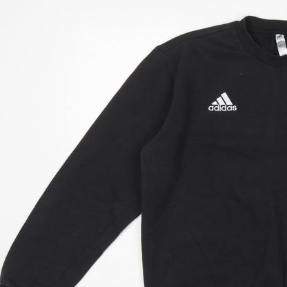 Adidas Men Black S Pullover Crew Neck Logo Sweatshirt