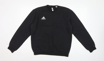 Adidas Men Black S Pullover Crew Neck Logo Sweatshirt