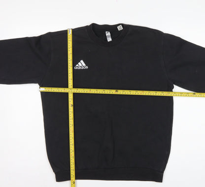 Adidas Men Black S Pullover Crew Neck Logo Sweatshirt