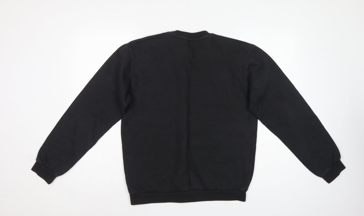Adidas Men Black S Pullover Crew Neck Logo Sweatshirt