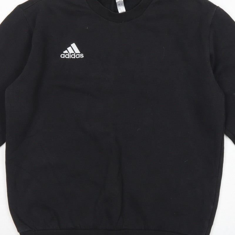 Adidas Men Black S Pullover Crew Neck Logo Sweatshirt