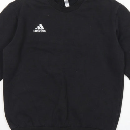 Adidas Men Black S Pullover Crew Neck Logo Sweatshirt