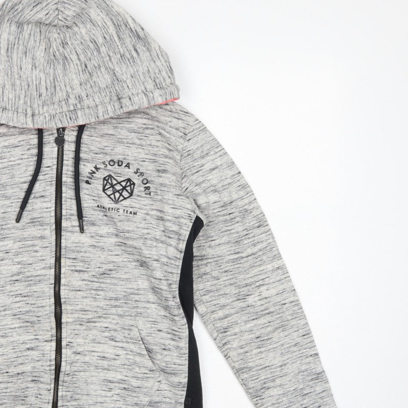 Pink Soda Sport Women Grey UK 8 Full Zip Hooded Logo Hoodie