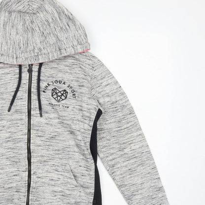 Pink Soda Sport Women Grey UK 8 Full Zip Hooded Logo Hoodie