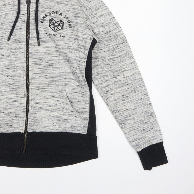 Pink Soda Sport Women Grey UK 8 Full Zip Hooded Logo Hoodie
