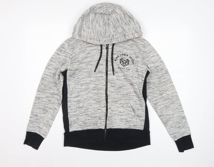 Pink Soda Sport Women Grey UK 8 Full Zip Hooded Logo Hoodie