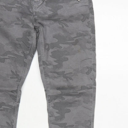Mint Velvet Women Grey Camo Skinny Jeans Size 10 Zip Detail