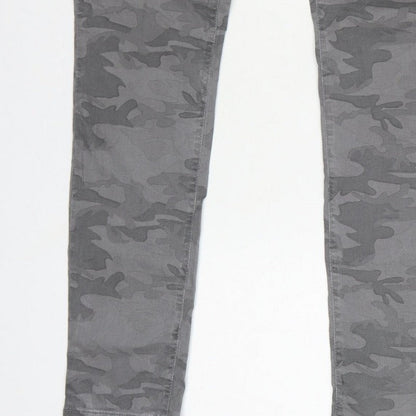 Mint Velvet Women Grey Camo Skinny Jeans Size 10 Zip Detail