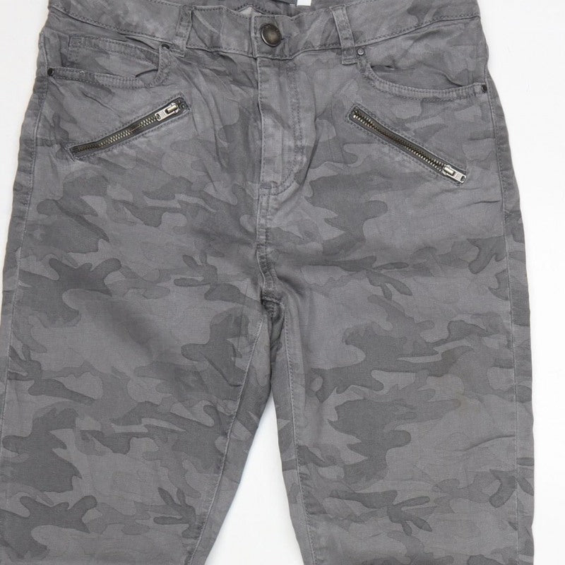 Mint Velvet Women Grey Camo Skinny Jeans Size 10 Zip Detail