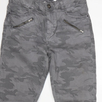 Mint Velvet Women Grey Camo Skinny Jeans Size 10 Zip Detail
