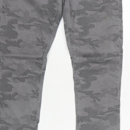 Mint Velvet Women Grey Camo Skinny Jeans Size 10 Zip Detail
