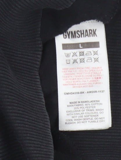 Gymshark Men's Black L Full Zip Hooded Fleece Logo Hoodie