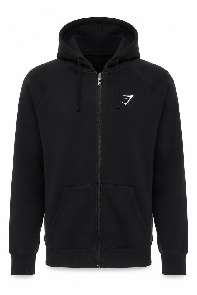 Gymshark Men's Black L Full Zip Hooded Fleece Logo Hoodie